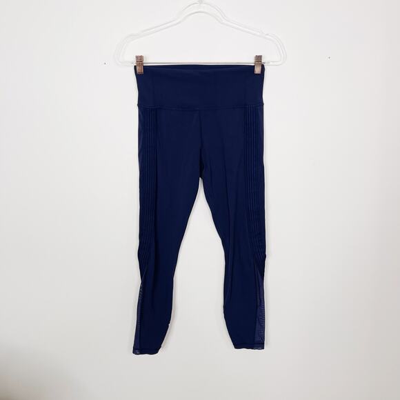 Athleta Side Stripe Salutation 7/8 Leggings Navy - Picture 1 of 10